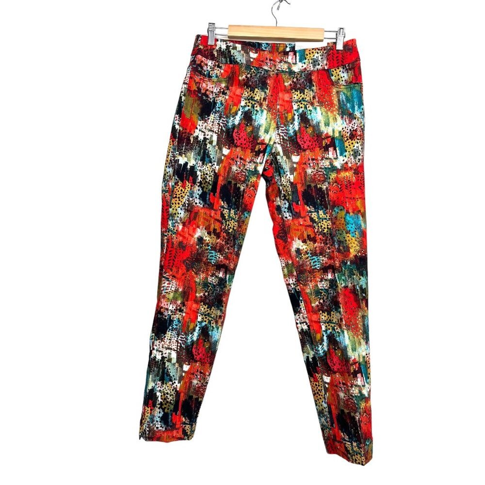 (NWT) Soft Surroundings Straight leg Ankle pants M red watercolor